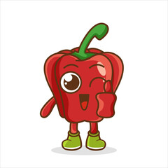 red bell pepper Character giving thumbs up
