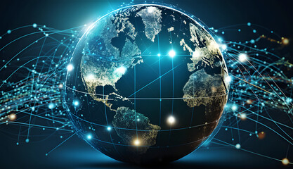 Global network background. Digital illustration -generative ai