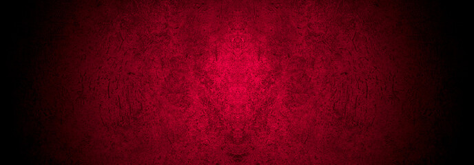 Fototapeta premium Old wall texture cement black red background abstract dark color design are light with white gradient background.