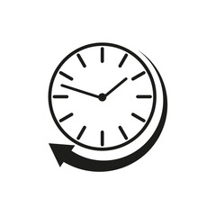 clock arrow. Time clock. Deadline concept. Clock change back one hour. Vector illustration.