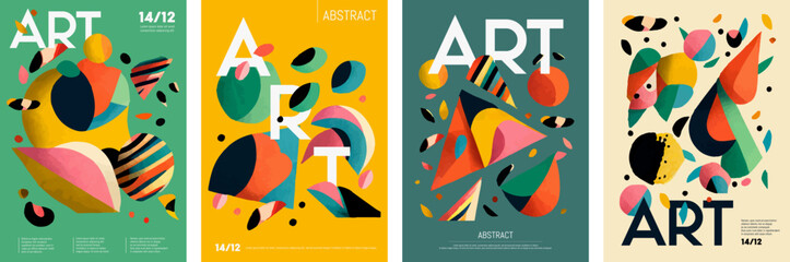 Set of colorful abstract modern art posters illustration © Cienpies Design
