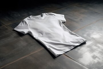 Blank t-shirt in top of floor, top view with Ai Generative technology