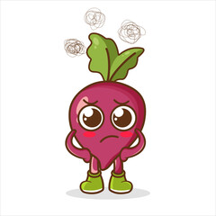 Cute beetroot character got angry isolated on white background. beetroot character emoticon illustration