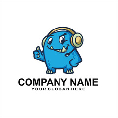 kids monster logo vector