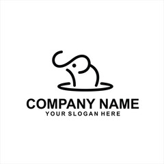 Obraz premium kids elepant outline logo vector