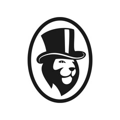 lion wearing top hat emblem logo
