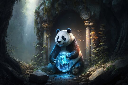 A Mystical Journey Into the Land of Fur and Fluff: Fantasy Panda Image Generative AI