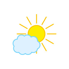 Sun cloud in flat style. Vector illustration.