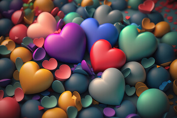 A vibrant render of colored hearts