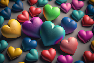 Obraz premium Image of a bunch of multicolored hearts