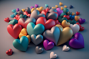 Multicolor heart-shaped render