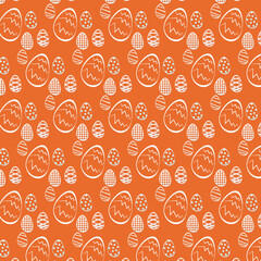 EASTER EGGS SEAMLESS PATTERN ORANGE BACKGROUND