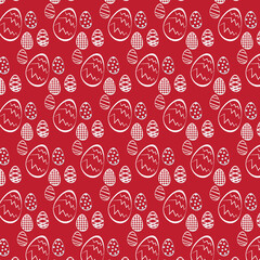 EASTER EGGS SEAMLESS PATTERN RED BACKGROUND