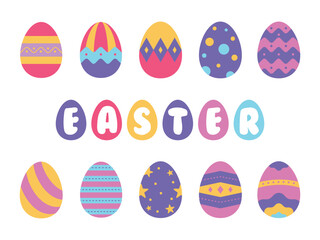 Set of easter eggs flat vector illustration