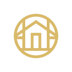 Home builder logo design, building construction logo in line art style