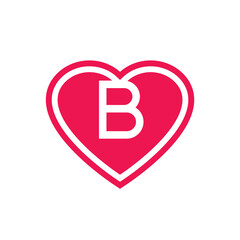 Letter B heart logo icon design, Alphabet B love logo vector