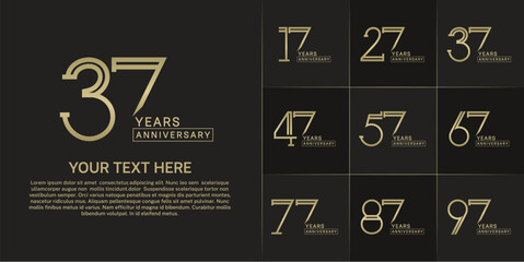 set of anniversary logotype golden color for special celebration event