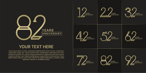 set of anniversary logotype golden color for special celebration event