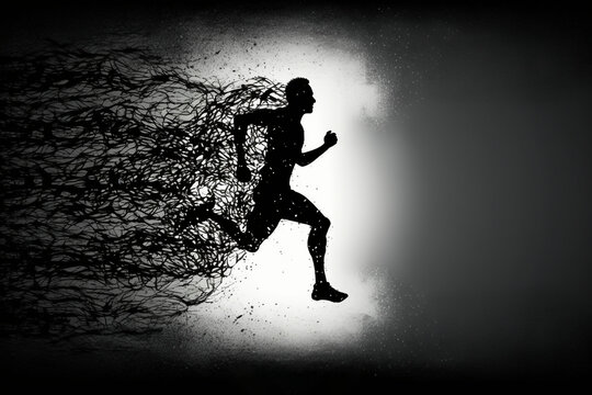 silhouette of a running man, Generative AI