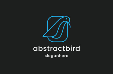 Abstract bird logo vector line outline monoline art icon