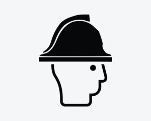 Fototapeta premium Firefighter Icon Fireman Fire Fighter Cartoon Head Hat Helmet Black White Silhouette Sign Symbol Clipart Graphic Artwork Pictogram Illustration Vector