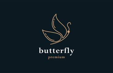 Butterfly logo. Luxury line logotype design  premium butterfly logotype.