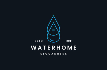 Water drop Logo Design. Home Logo holiday. Summer Beach House Logo .