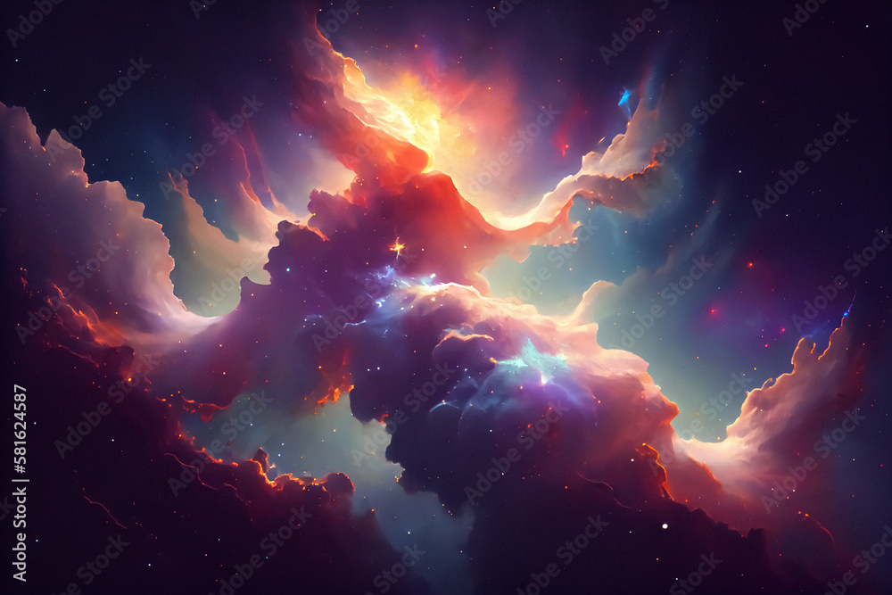 Wall mural space art nebula is a textured background inspired by the wonders of the sky and galaxy. featuring d
