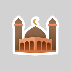 aesthetic cute Mosque sticker icon. vector format file