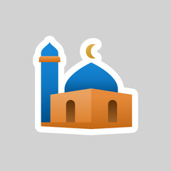 aesthetic cute Mosque sticker icon. vector format file
