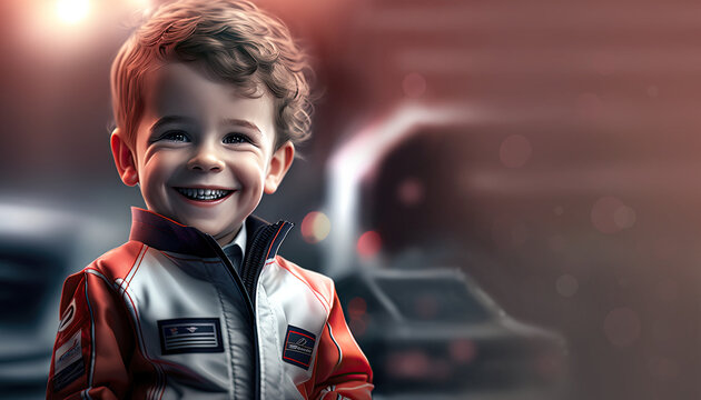 boy in racer suit illustration by generative AI