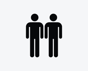 Gay Couple Stick Figure Two Man Men LGBTQ LBGT Homosexual Icon Black White Silhouette Sign Symbol Vector Graphic Clipart Illustration Artwork Pictogram