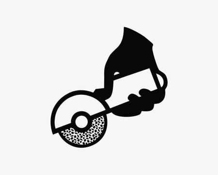 black hand holding grinder tool clip art preview