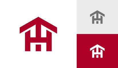 Letter HT or TH monogram with house shape logo design vector