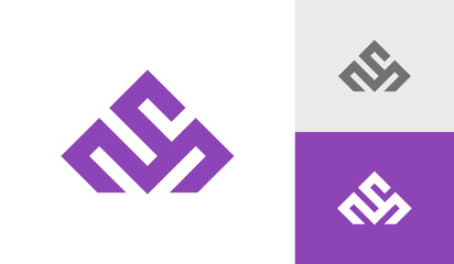 Letter SM monogram with diamond shape logo design vector