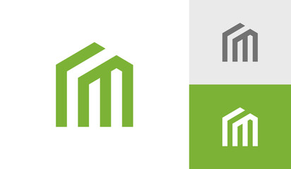 Letter RM initial monogram with house shape logo design vector