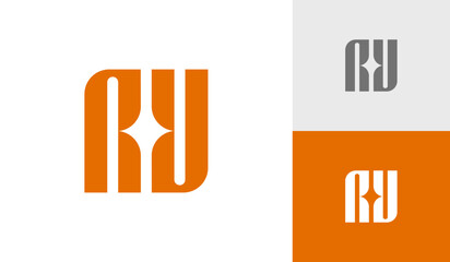Letter RY initial monogram logo design vector - obrazy, fototapety, plakaty