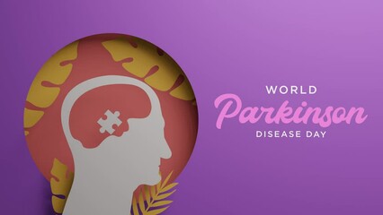 World Parkinson disease Day poster with silhouettes of human faces in paper cut and copy space. Alzheimer's Disease. mental health. brain cancer. down syndrome 3d render illustration.