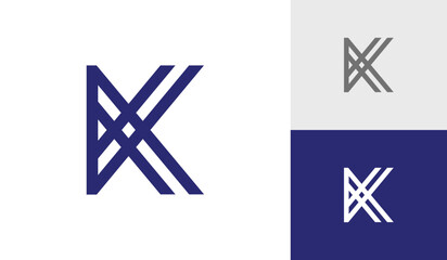 Letter K monoline initial monogram logo design vector