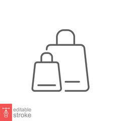 Paper bags icon. Simple outline style. Thin line symbol. Shop, cart, store, online, purchase, buy, retail, vector illustration design on white background. Editable stroke EPS 10.