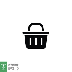 Shopping basket icon. Simple solid style for web template and app. Black silhouette symbol. Shop, cart, purchase, buy, retail, vector illustration design on white background. EPS 10.