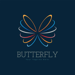 butterfly modern line logo template design for brand or company and other