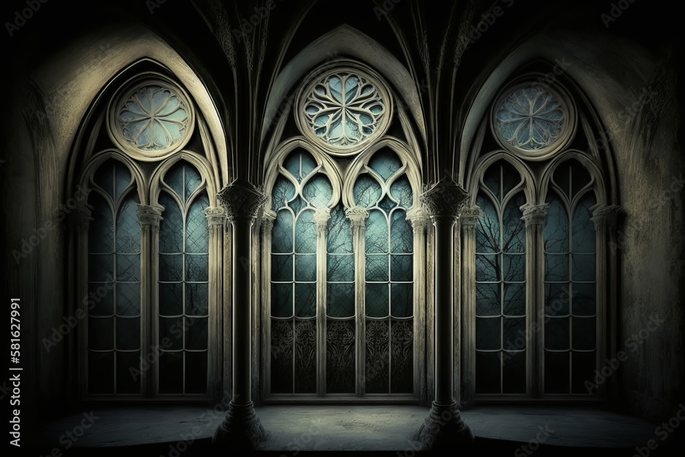 Sticker Explore the intricate architecture of a stunning Gothic church interior - Generative AI