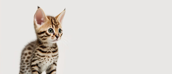Cute and playful bengal kitten captured in a close-up photo - Generative AI
