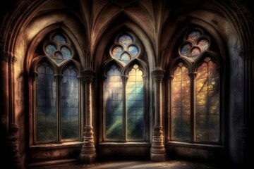 Fototapeta premium Discover the intricate beauty of Gothic church windows - Generative AI