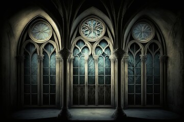 Fototapeta na wymiar Explore the intricate architecture of a stunning Gothic church interior - Generative AI