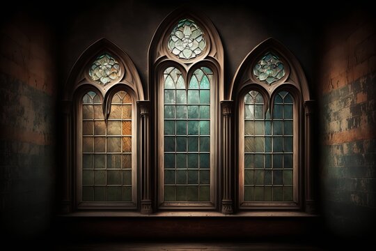 The grandeur of Gothic architecture: exploring a church interior - Generative AI