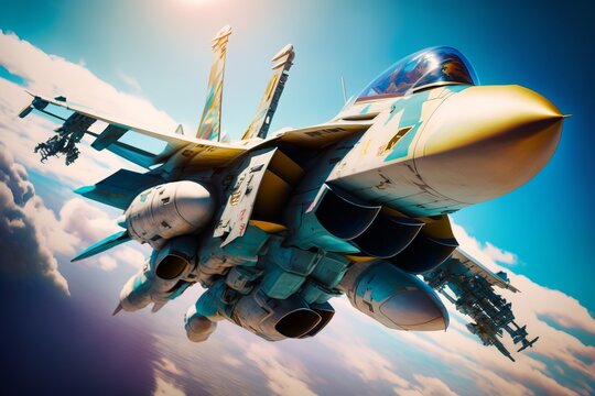 Unleashing the Power of Modern Fighters: A Blue Sky Adventure - Generative AI