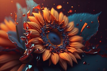 Fototapeta na wymiar Blooming yellow sunflower close-up. celebration of spring. generative ai 