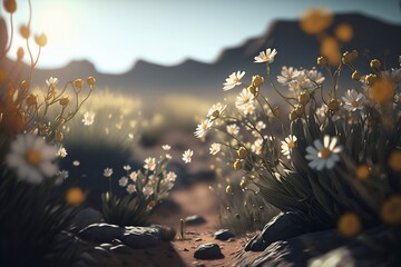 Flowering daisies in the field, beautiful daisies. a celebration of spring. generative ai	